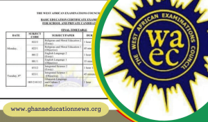 WAEC timetable for 2024 BECE (Projected Timetable)